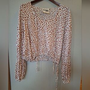 Savanna Jane Womens Rust/Ivory Lightweight Rayon Blouse Spotted Size M